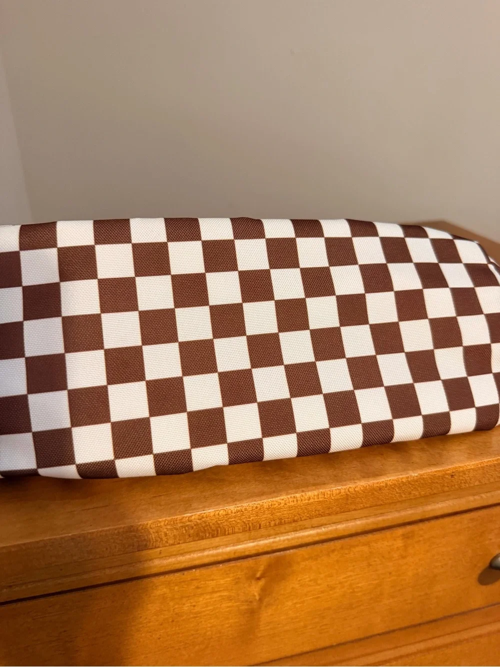 Brown and White Canvelle Toiletry Bag Size Large